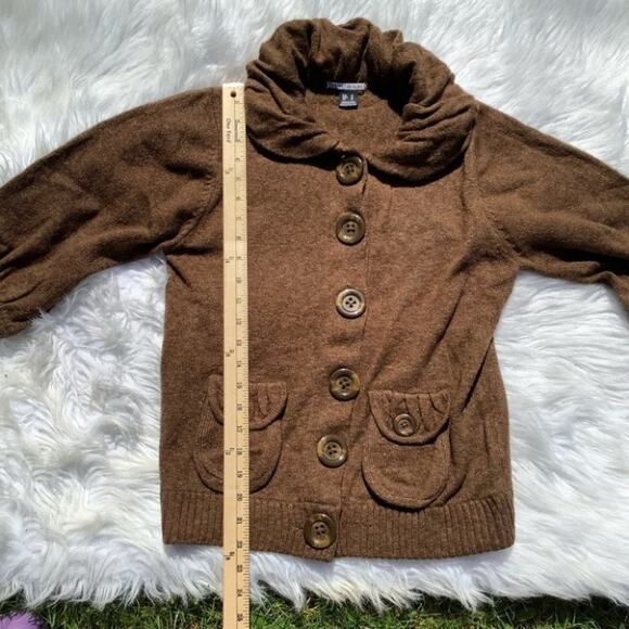 Mac & Lac Brown Big Button Sweater Pocket Size M Retro Medium Unique Winter Fall - Picture 4 of 8